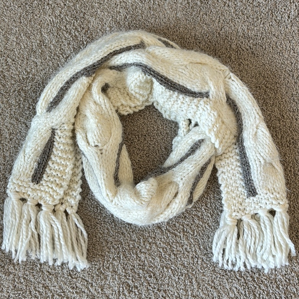 LOFT Winter Long Scarf Cream Taupe Color